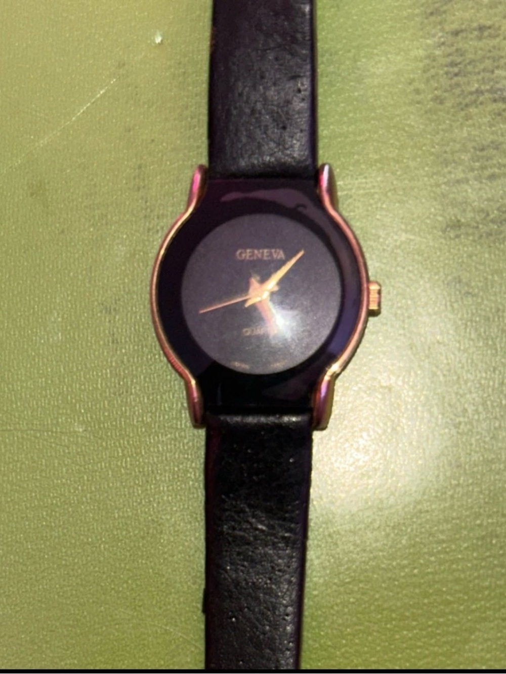 Geneva Black Watch with Rose Gold Hands